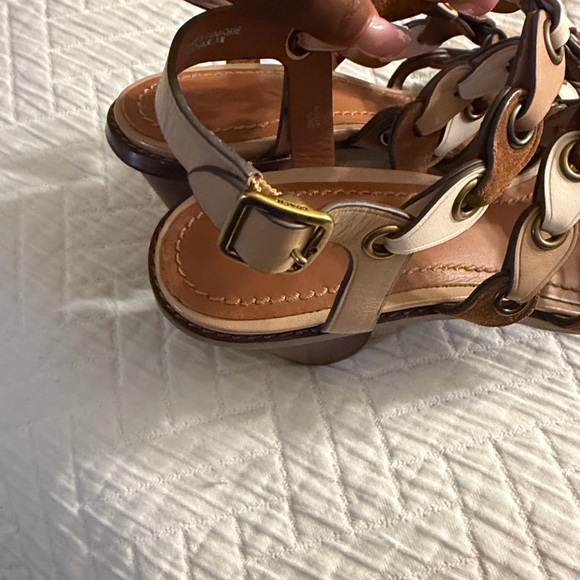 Coach Tan and White Strappy Sandals - Picture 8 of 12